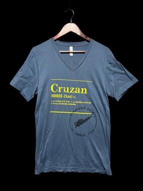 Cruzan Rum Graphic Blue V-Neck T-Shirt By Bella+Canvas Mens M Cotton
